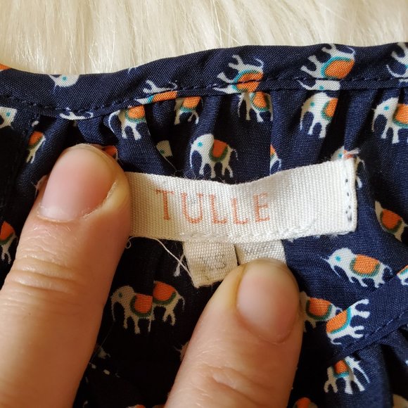 Anthropologie Tulle Elephant Print Tie Front Top - Picture 9 of 14